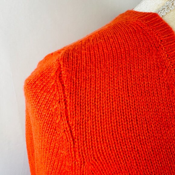 Anthropologie Moth Sweater Womens S Orange Pullover Tie Back V-Neck Open Knit - Picture 4 of 16